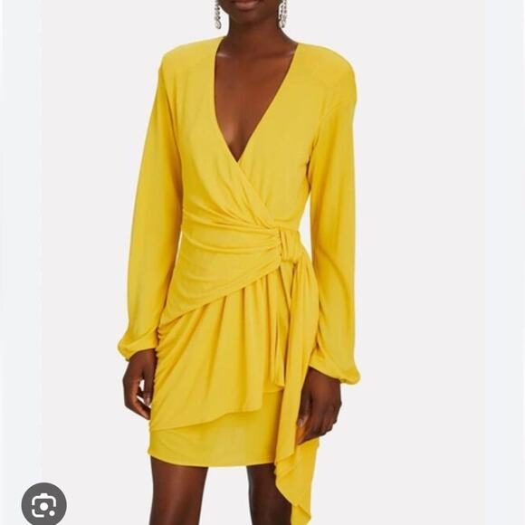 NWT DUNDAS Beau Wrap Dress Yellow Size 2 MSRP $1250 - Picture 2 of 11